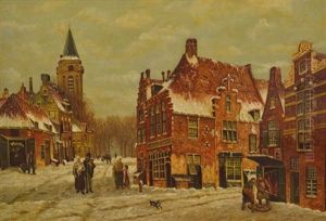 A Street In Winter by Willem Koekkoek