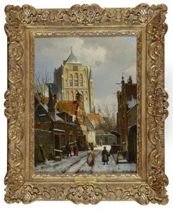 Winter Street Scene In Holland by Willem Koekkoek