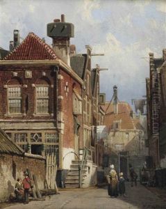 A Dutch Street View by Willem Koekkoek