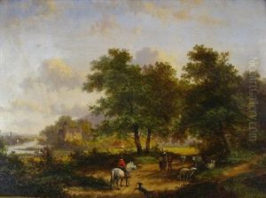 Rider On Horse Approaching Country Village by Willem Koekkoek