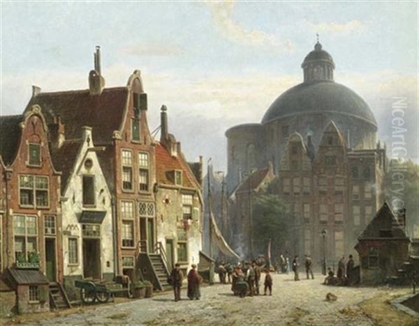 Amsterdamer Strassenszene Mit Der Lutherse Kerk - view 1