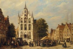 Figures In A Dutch Market Square by Willem Koekkoek