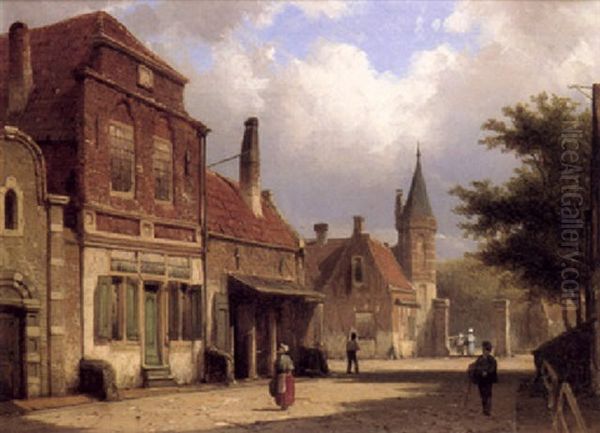 Figures In A Sunlit Street - view 1