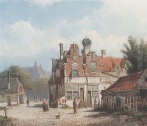 A Dutch Town Scene by Willem Koekkoek