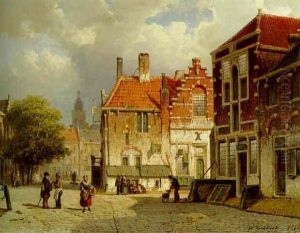 Figures In A Dutch Town Square by Willem Koekkoek