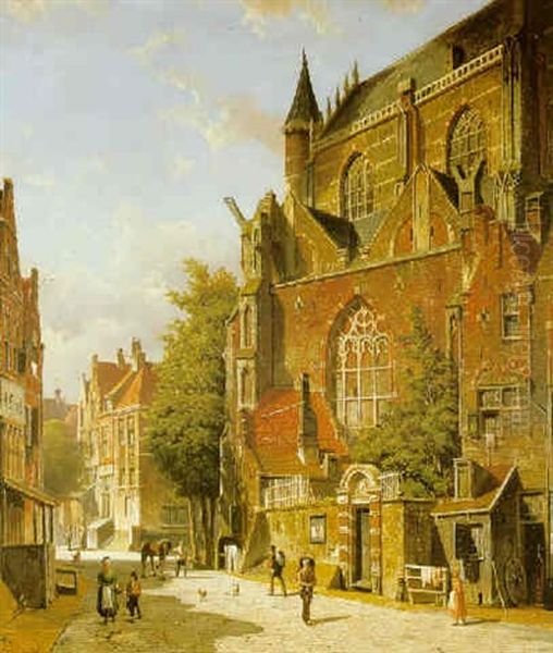 Figures In A Street Scene, Summer - view 1