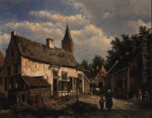 Figures In A Dutch Village by Willem Koekkoek