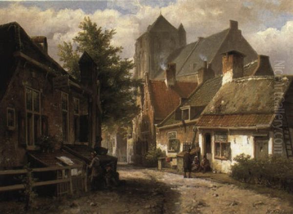 Oorschot, Figures In A Sunlit Street - view 1