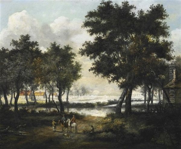 Bewaldete Landschaft Mit Reitern - view 1