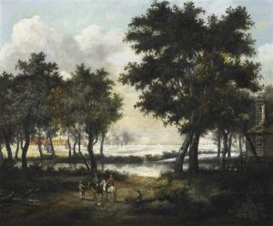 Bewaldete Landschaft Mit Reitern by Isaac Koene