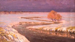 Winterlandschaft Im Sonnenuntergang by Hermann Koenemann