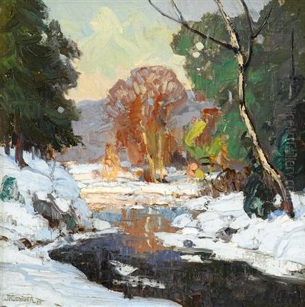 River In A Winter Landscape - view 1