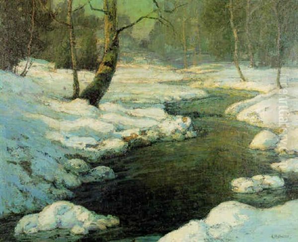 River Landscape In Winter - view 1