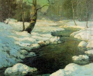 River Landscape In Winter