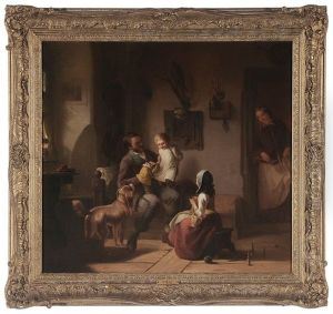 Family Scene, Father With Puppet Playing With A Toddler