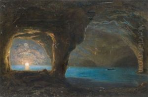 Grotte Im Sonnenuntergang by Ernest Karl Eugen Koerner