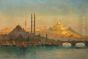 Istanbul, Valide And The Suleymaniye Mosque by Ernest Karl Eugen Koerner
