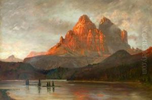 "misurina See Mit Den Drei Zinnen (abend)" by Ernest Karl Eugen Koerner