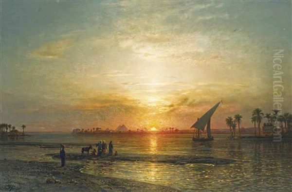 The Nile At Geza, Dusk - view 1