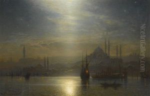 Blick Uber Den Bosporus Auf Konstantinopel Bei Nacht (night View Over The Bosphorus)