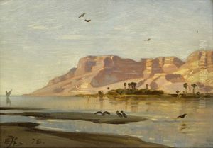 Nilflusslandschaft Bei Sonnenuntergang