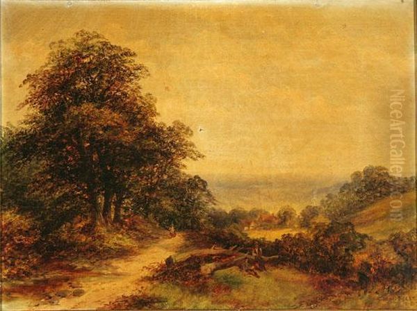 Figure Walking Along A Country Lane - view 1