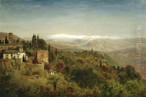 Blick In Weite Sommerliche Gebirgslandschaft. Vorn Links Im Hang Ein Kleines Kirchdorf - view 1