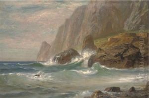 Waves Crashing Against A Rocky Cove