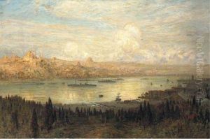 The Golden Horn, From Tepebasi Looking At The Beyazit Tower And Sulemymaniye Mosque by Ernest Karl Eugen Koerner