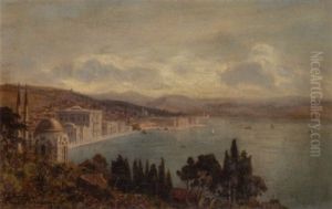 View Of The Dolmabahce Palace, Constantinople by Ernest Karl Eugen Koerner