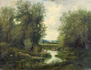 Pecheurs Sur La Riviere by Friedrich Alexander Koerner
