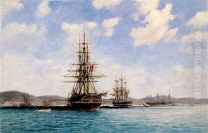 Navires Dans La Rade De Toulon by Jean-Jules Koerner