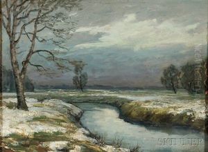 Stream With Snow