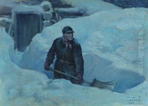 Shoveling Out (the Saturday Evening Post Illustration) by William Henry Dethlef Koerner