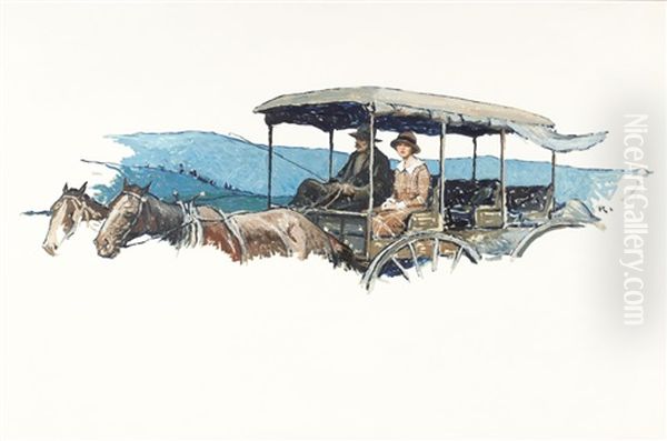 Couple In A Horse-drawn Carriage - view 1