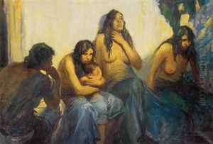 Frightened Women Waiting (illus. For Saturday Evening Post) by William Henry Dethlef Koerner