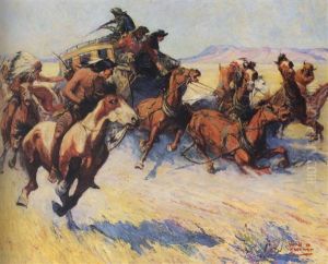 Indians Attacking Stagecoach by William Henry Dethlef Koerner