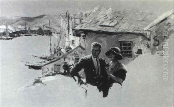 Story Illustration: Couple In Seaside Village - view 1
