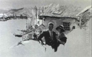 Story Illustration: Couple In Seaside Village by William Henry Dethlef Koerner