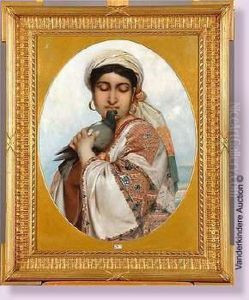 La Belle Orientale Tenant Un Pigeon by Polydore Beaufaux