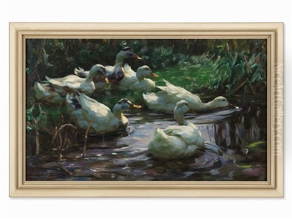 Six Ducks At The Pond - view 1