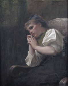 In Gedanken. Madchen In Einem Lehnstuhl Sitzend by Alexander Max Koester