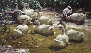Enten Am Weiher: Ducks On The Riverbank by Alexander Max Koester