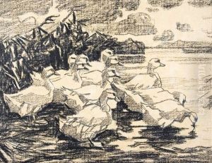 Enten Am Ufer by Alexander Max Koester