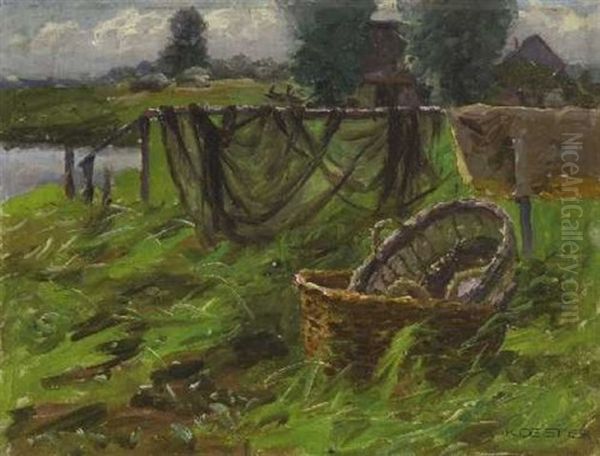 Seeufer Mit Fischernetzen Und Korben - view 1