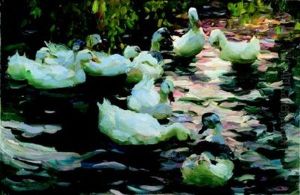 Elf Enten Auf Dem See by Alexander Max Koester
