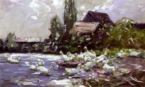 Enten Auf Einem Dorfteich by Alexander Max Koester