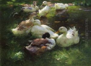 Acht Enten Am Teich by Alexander Max Koester