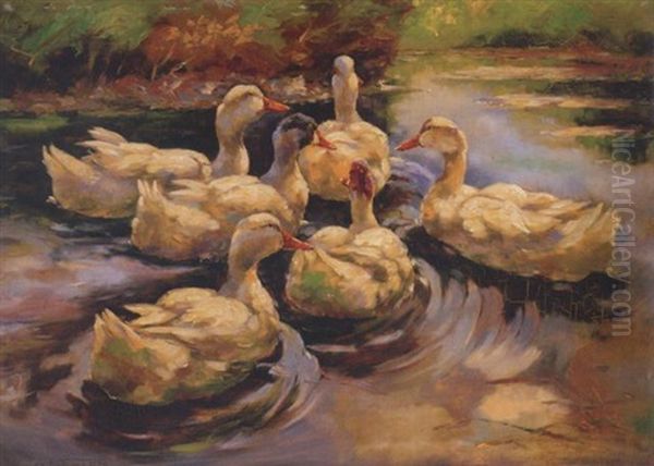 Sechs Enten Im Teich (heimkehr) - view 1