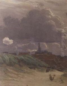 Stormclouds Over Katwijk - Dunkle Wolken Uber Katwijk by Alexander Max Koester